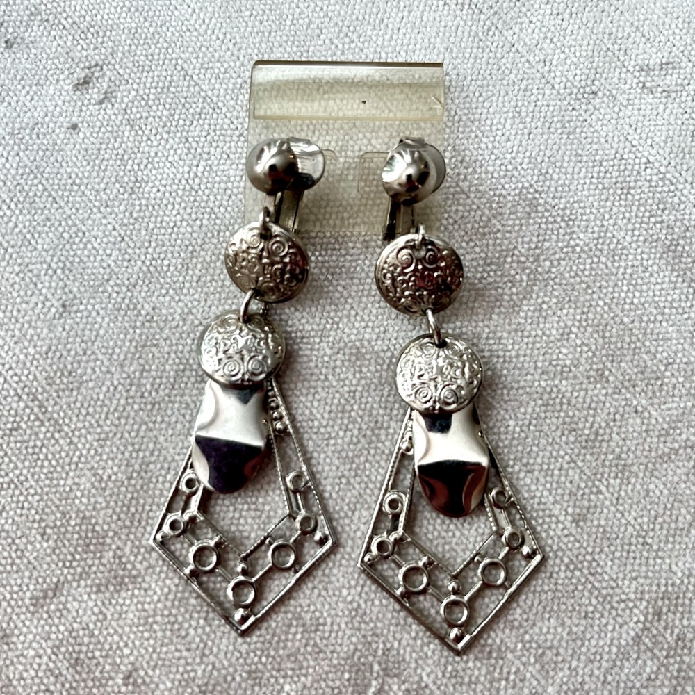 Vintage Silver Tone Costume Chandelier Earrings